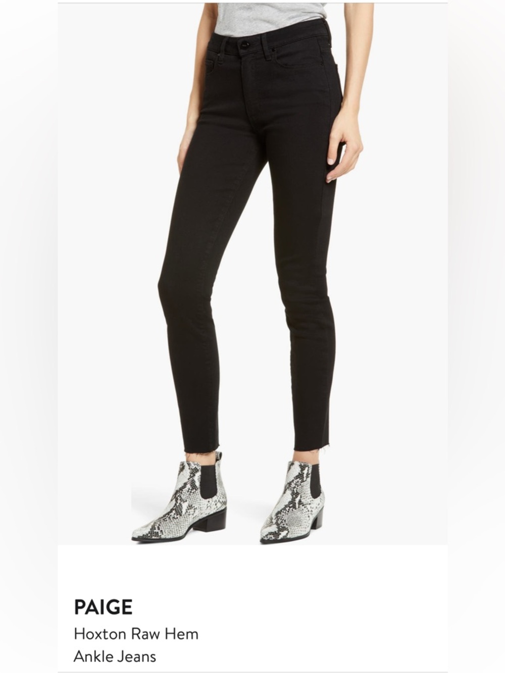 PAIGE Hoxton Raw Hem Ankle Skinny Jeans in Black